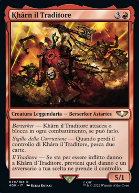 Khârn il Traditore (Khârn the Betrayer) - Warhammer 40,000 Commander (#79) - Illustrated by Kekai Kotaki - Magic: The Gathering Card