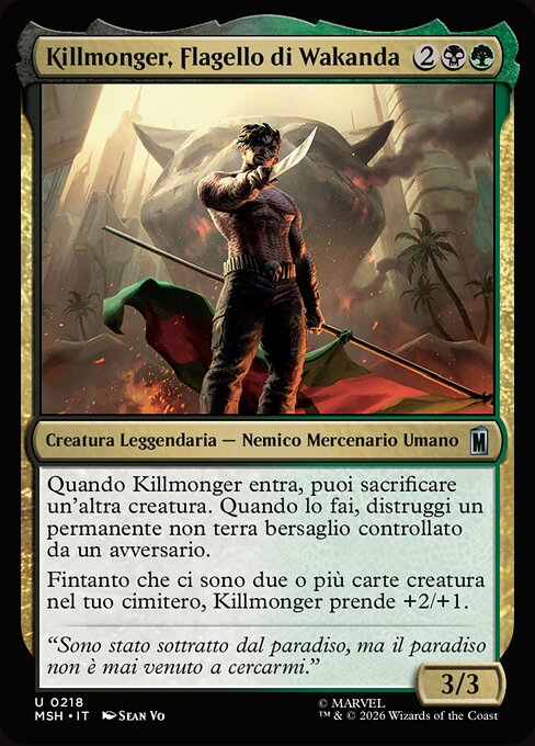 Killmonger, Geißel von Wakanda (Killmonger, Scourge of Wakanda) - Marvel Super Heroes (#218) - Illustrated by Sean Vo - Magic: The Gathering Card