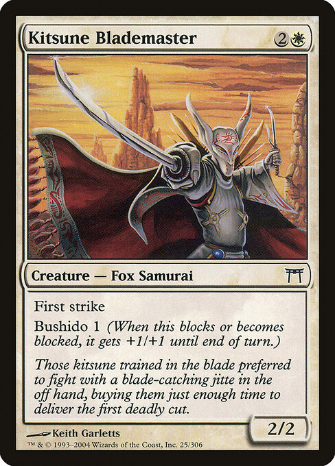 Kitsune Blademaster - Champions of Kamigawa (#25) - Illustrated by Keith Garletts - Magic: The Gathering Card