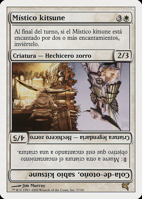 Kitsune Mystic // Autumn-Tail, Kitsune Sage - Champions of Kamigawa (#28) - Illustrated by Jim Murray - Magic: The Gathering Card