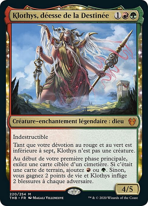 Klotys, Dea del Destino (Klothys, God of Destiny) - Theros Beyond Death (#220) - Illustrated by Magali Villeneuve - Magic: The Gathering Card