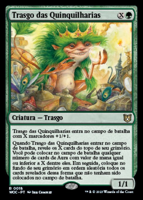 Orphe aux bibelots (Knickknack Ouphe) - Wilds of Eldraine Commander (#18) - Illustrated by Iris Compiet - Magic: The Gathering Card