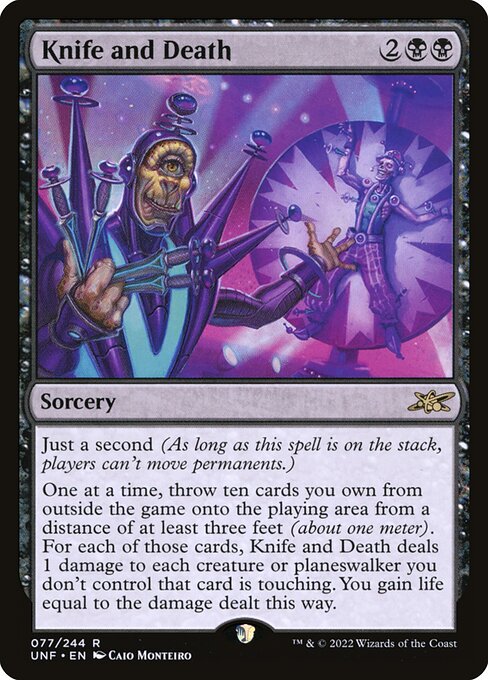 Knife and Death - Unfinity (#77) - Illustrated by Caio Monteiro - Magic: The Gathering Card