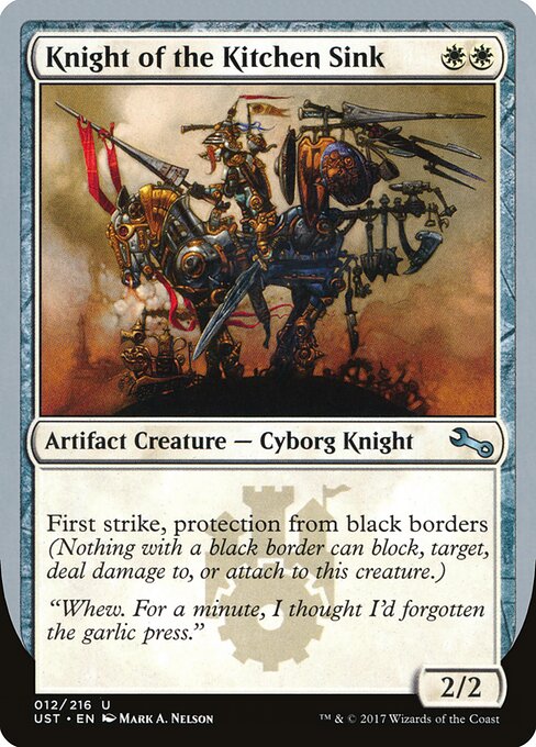 Knight of the Kitchen Sink - Unstable (#12a) - Illustrated by Mark A. Nelson - Magic: The Gathering Card