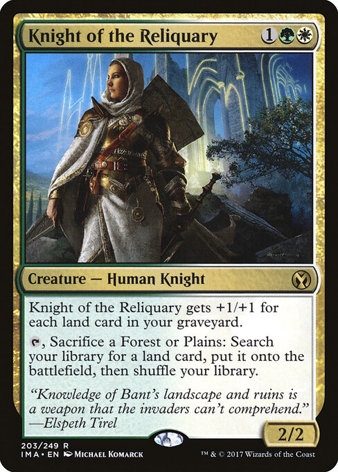 Ritter des Reliquienschreins (Knight of the Reliquary) - Duel Decks: Knights vs. Dragons (#1) - Illustrated by Wayne Reynolds - Magic: The Gathering Card