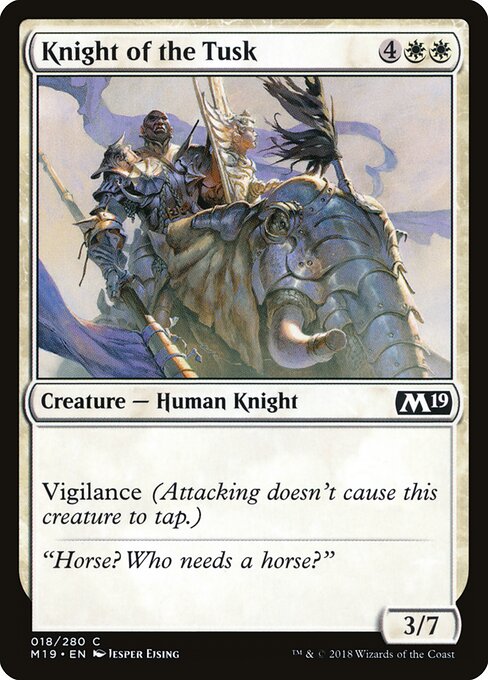 Caballero del colmillo (Knight of the Tusk) - Core Set 2019 (#18) - Illustrated by Jesper Ejsing - Magic: The Gathering Card