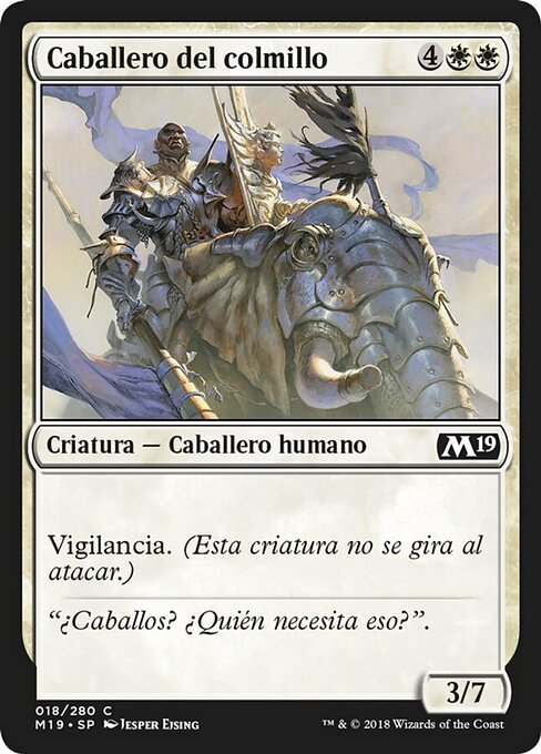 Cavaliere della Zanna (Knight of the Tusk) - Core Set 2019 (#18) - Illustrated by Jesper Ejsing - Magic: The Gathering Card