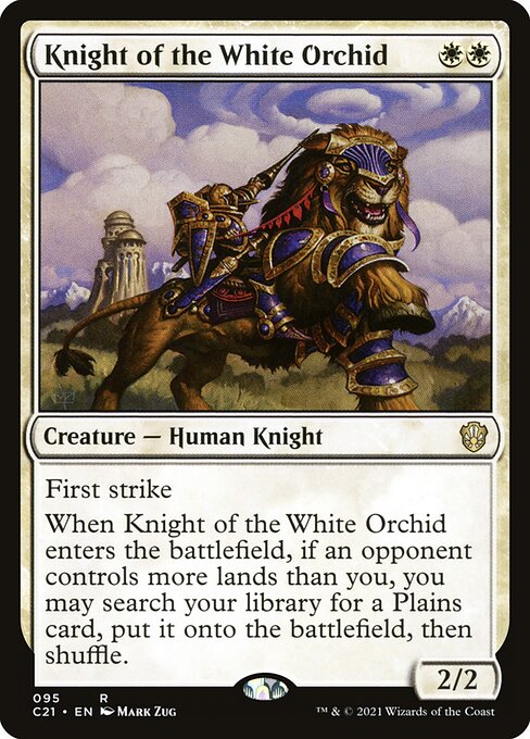 白兰骑士 (Knight of the White Orchid) - Shards of Alara (#16) - Illustrated by Mark Zug - Magic: The Gathering Card