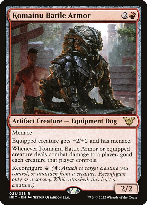 Komainu Battle Armor - Neon Dynasty Commander (#21) - Illustrated by Néstor Ossandón Leal - Magic: The Gathering Card