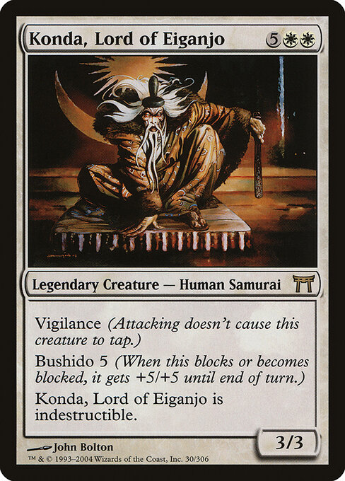 Konda, Lord of Eiganjo - Champions of Kamigawa (#30) - Illustrated by John Bolton - Magic: The Gathering Card