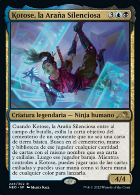 Kotose, la Araña Silenciosa (Kotose, the Silent Spider) - Kamigawa: Neon Dynasty (#228) - Illustrated by Marta Nael - Magic: The Gathering Card