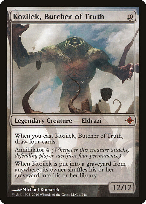 Kozilek, Schlächter der Wahrheit (Kozilek, Butcher of Truth) - Rise of the Eldrazi (#6) - Illustrated by Michael Komarck - Magic: The Gathering Card