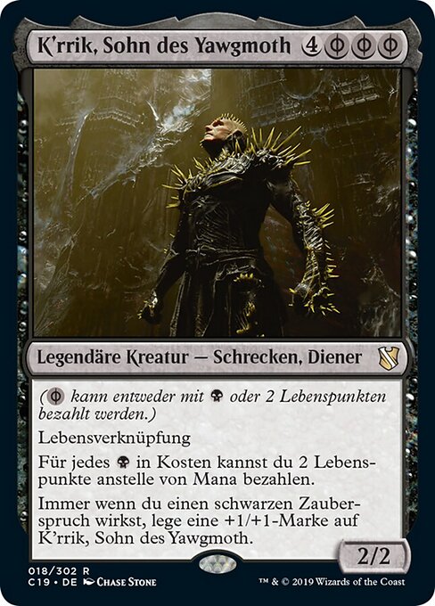 K'rrik, Sohn des Yawgmoth (K'rrik, Son of Yawgmoth) - Commander 2019 (#18) - Illustrated by Chase Stone - Magic: The Gathering Card