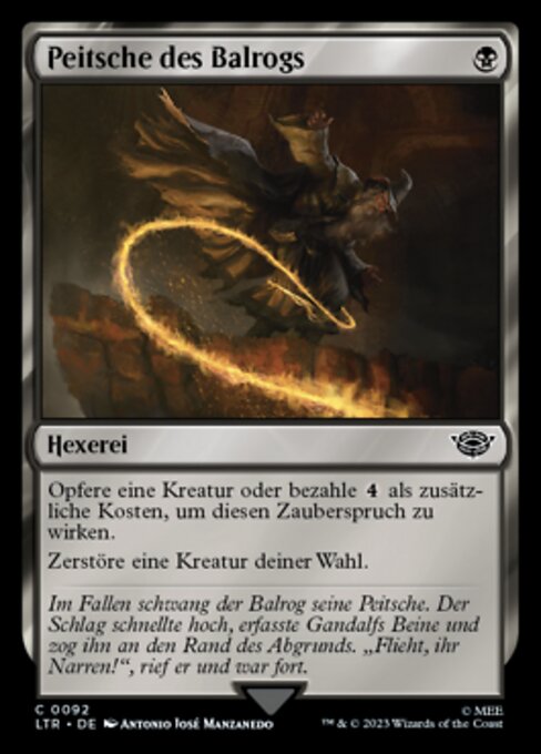 Sferzata del Balrog (Lash of the Balrog) - The Lord of the Rings: Tales of Middle-earth (#92) - Illustrated by Antonio José Manzanedo - Magic: The Gathering Card