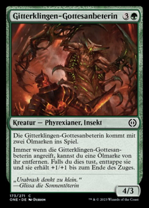 Mante à lames en treillis (Lattice-Blade Mantis) - Phyrexia: All Will Be One (#173) - Illustrated by Durion - Magic: The Gathering Card