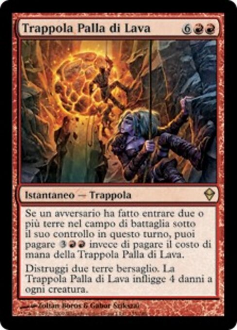 Trappola Palla di Lava (Lavaball Trap) - Zendikar (#135) - Illustrated by Zoltan Boros & Gabor Szikszai - Magic: The Gathering Card