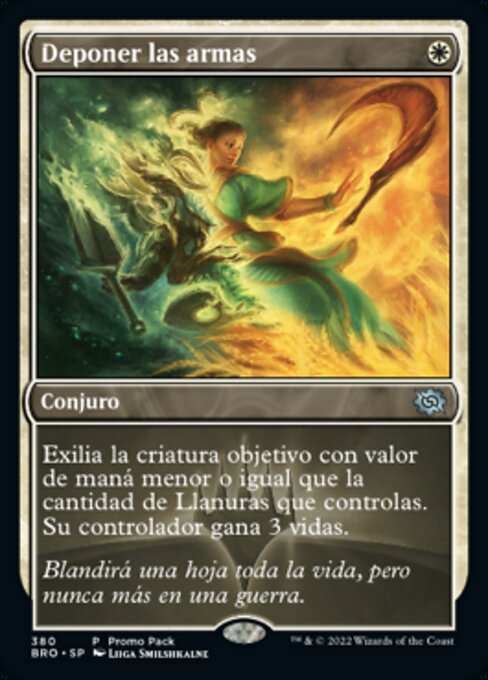 Deponer las armas (Lay Down Arms) - The Brothers' War (#380) - Illustrated by Liiga Smilshkalne - Magic: The Gathering Card