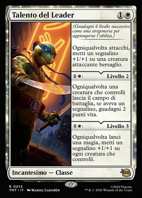 Talento: liderazgo (Leader's Talent) - Teenage Mutant Ninja Turtles (#13) - Illustrated by Manuel Castañón - Magic: The Gathering Card