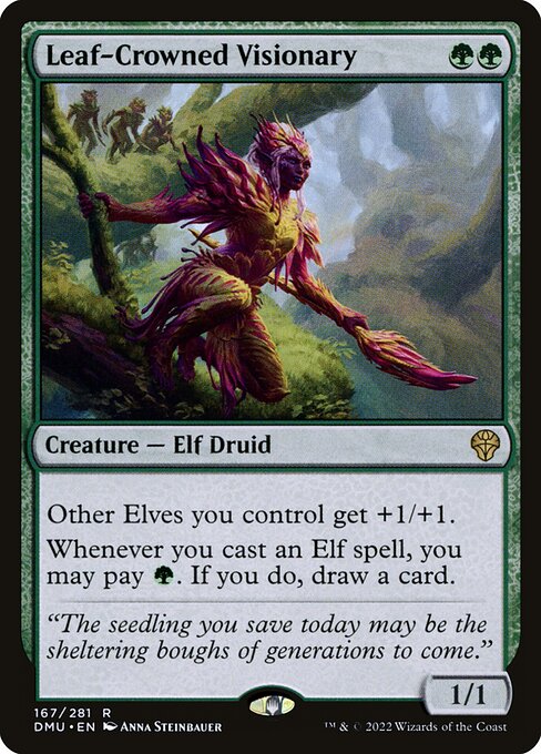 Leaf-Crowned Visionary - Dominaria United (#167) - Illustrated by Anna Steinbauer - Magic: The Gathering Card