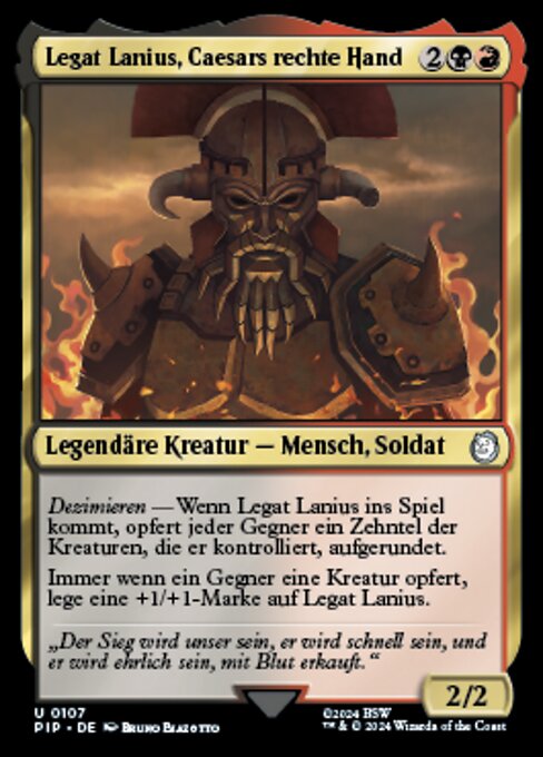 Legat Lanius, Caesars rechte Hand (Legate Lanius, Caesar's Ace) - Fallout (#107) - Illustrated by Bruno Biazotto - Magic: The Gathering Card