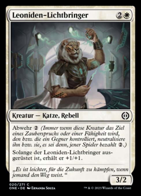 レオニンの光もたらす者 (Leonin Lightbringer) - Phyrexia: All Will Be One (#20) - Illustrated by Ernanda Souza - Magic: The Gathering Card