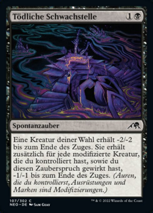 Tödliche Schwachstelle (Lethal Exploit) - Kamigawa: Neon Dynasty (#107) - Illustrated by Sam Guay - Magic: The Gathering Card