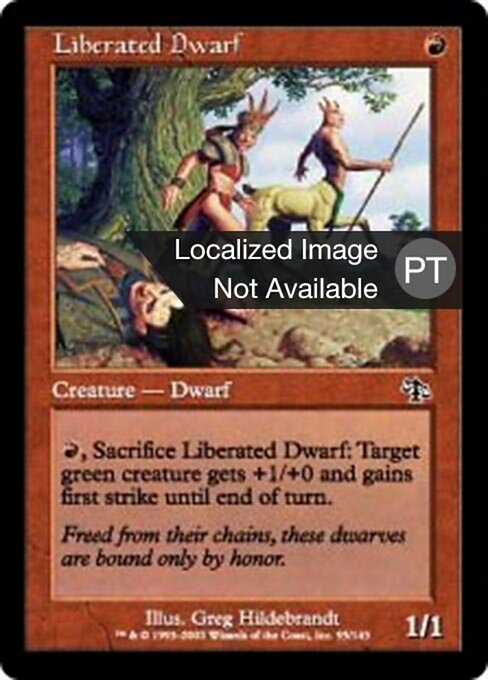 Anão Liberto (Liberated Dwarf) - Judgment (#95) - Illustrated by Greg Hildebrandt - Magic: The Gathering Card
