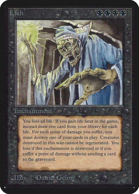 Lich - Limited Edition Alpha (#113) - Illustrated by Daniel Gelon - Magic: The Gathering Card