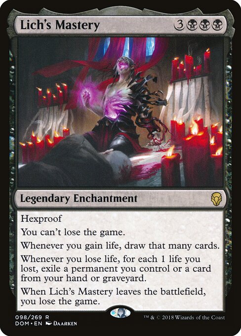 Maestria del Lich (Lich's Mastery) - Dominaria (#98) - Illustrated by Daarken - Magic: The Gathering Card