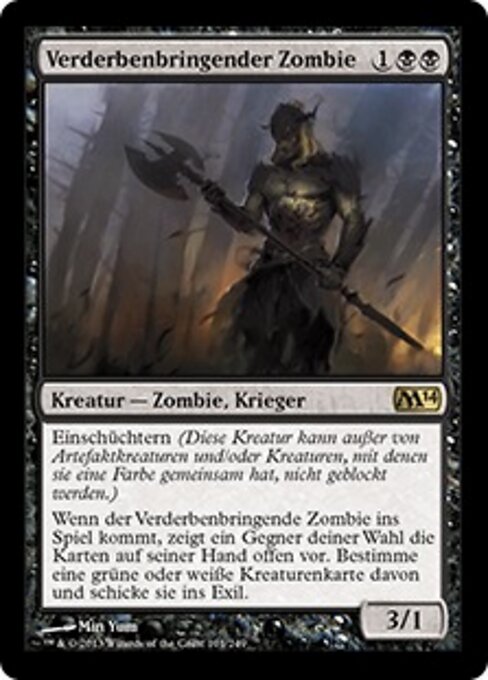 Zombie azote de la vida (Lifebane Zombie) - Magic 2014 (#101) - Illustrated by Min Yum - Magic: The Gathering Card