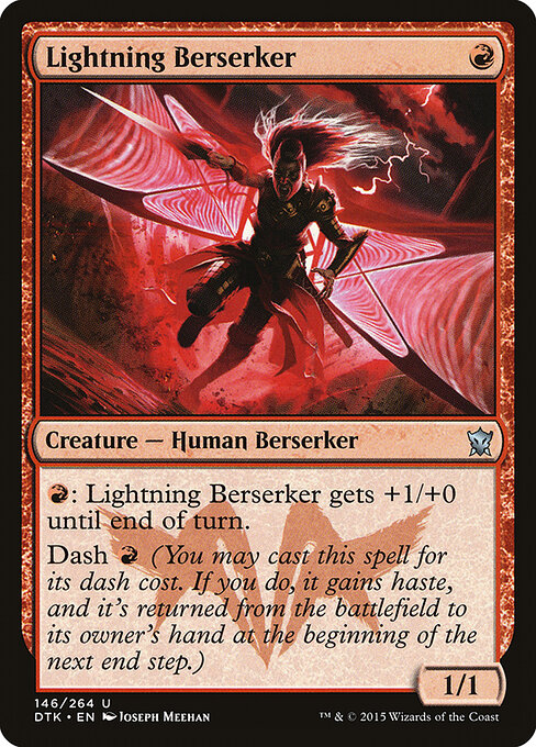 稲妻の狂戦士 (Lightning Berserker) - Dragons of Tarkir (#146) - Illustrated by Joseph Meehan - Magic: The Gathering Card