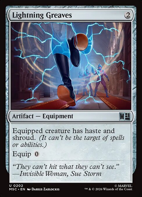 Lightning Greaves - Marvel Super Heroes Commander (#202) - Illustrated by Darius Zablockis - Magic: The Gathering Card