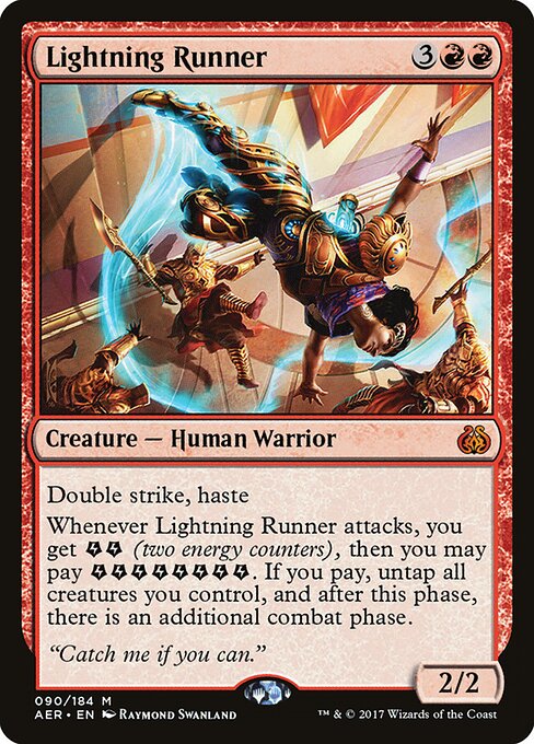 Lightning Runner - Aether Revolt (#90) - Illustrated by Raymond Swanland - Magic: The Gathering Card