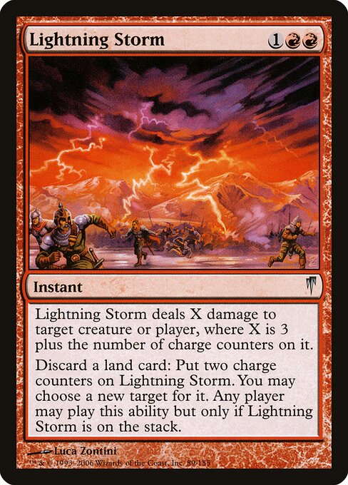 Lightning Storm - Coldsnap (#89) - Illustrated by Luca Zontini - Magic: The Gathering Card