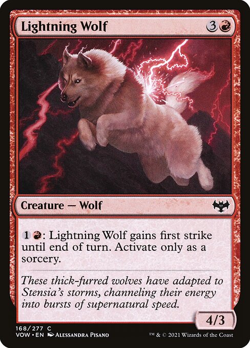 Lightning Wolf - Innistrad: Crimson Vow (#168) - Illustrated by Alessandra Pisano - Magic: The Gathering Card
