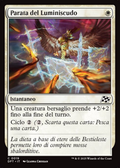 Parade au bouclier de lumière (Lightshield Parry) - Aetherdrift (#19) - Illustrated by Leanna Crossan - Magic: The Gathering Card