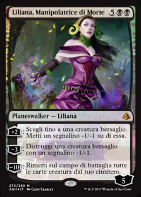Liliana, sometedora de la muerte (Liliana, Death Wielder) - Amonkhet (#275) - Illustrated by Clint Cearley - Magic: The Gathering Card