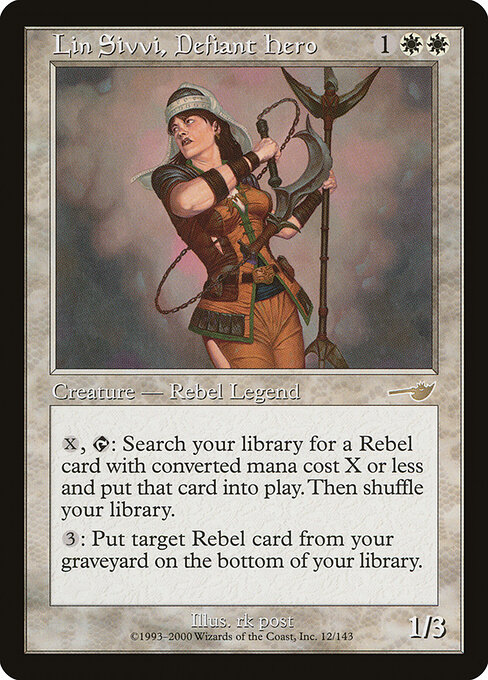 Lin Sivvi, Defiant Hero - Nemesis (#12) - Illustrated by rk post - Magic: The Gathering Card