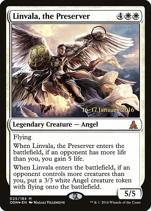存護天使琳法拉 (Linvala, the Preserver) - Oath of the Gatewatch (#25) - Illustrated by Magali Villeneuve - Magic: The Gathering Card