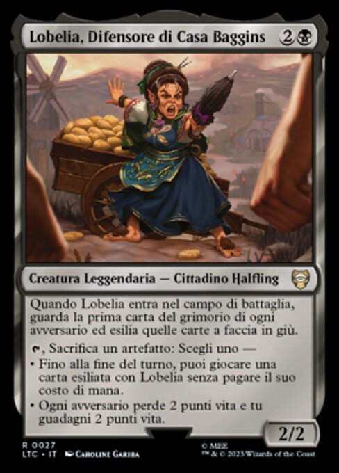 Lobelia, Verteidigerin von Beutelsend (Lobelia, Defender of Bag End) - Tales of Middle-earth Commander (#27) - Illustrated by Caroline Gariba - Magic: The Gathering Card