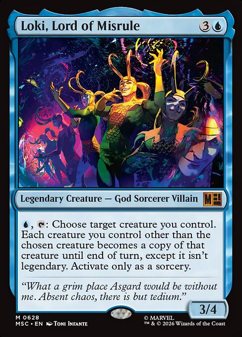 Loki, Seigneur du Désordre (Loki, Lord of Misrule) - Marvel Super Heroes Commander (#628) - Illustrated by Toni Infante - Magic: The Gathering Card