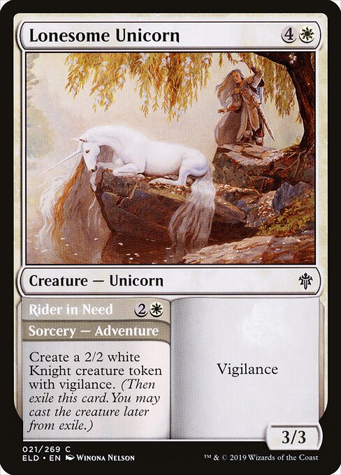 Lonesome Unicorn // Rider in Need - Throne of Eldraine Magic card
