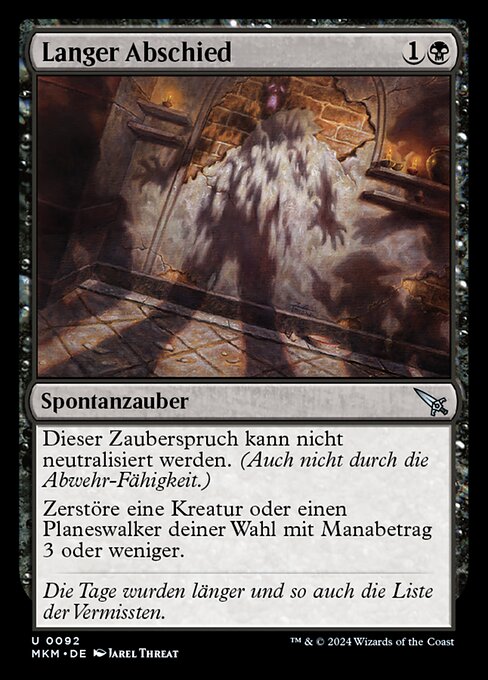 Lungo Addio (Long Goodbye) - Murders at Karlov Manor (#92) - Illustrated by Jarel Threat - Magic: The Gathering Card