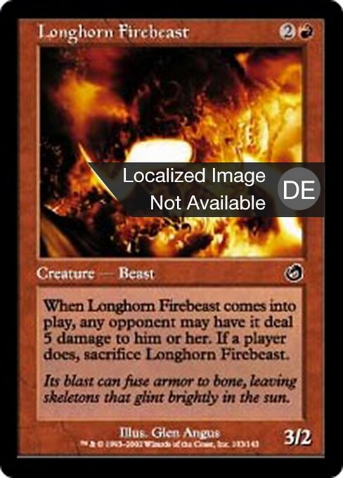 Langhörnige Feuerbestie (Longhorn Firebeast) - Torment (#103) - Illustrated by Glen Angus - Magic: The Gathering Card