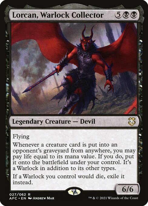 Lorcan, Warlock Collector - Forgotten Realms Commander Magic card