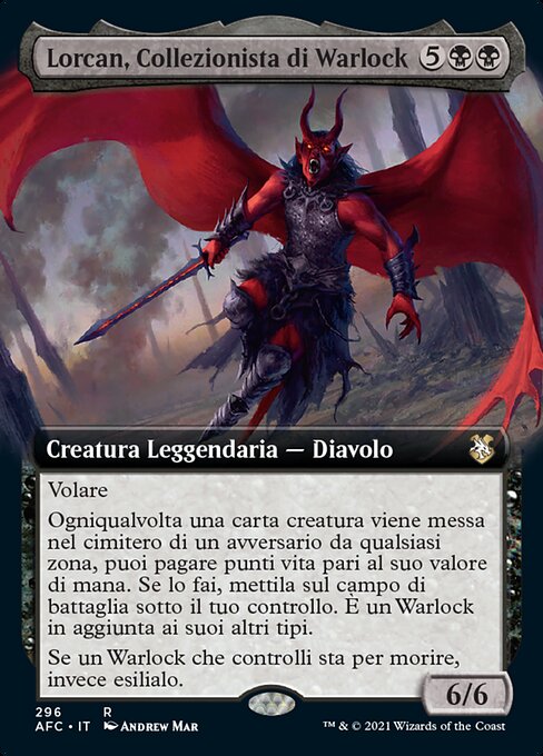 Lorcan, Collezionista di Warlock (Lorcan, Warlock Collector) - Forgotten Realms Commander (#296) - Illustrated by Andrew Mar - Magic: The Gathering Card