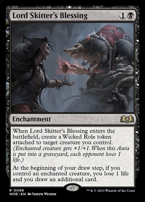 Lord Skitter's Blessing - Wilds of Eldraine (#98) - Illustrated by Joseph Weston - Magic: The Gathering Card