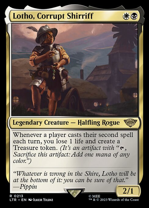 Lotho, Corrupt Shirriff - The Lord of the Rings: Tales of Middle-earth (#213) - Illustrated by Ilker Yildiz - Magic: The Gathering Card