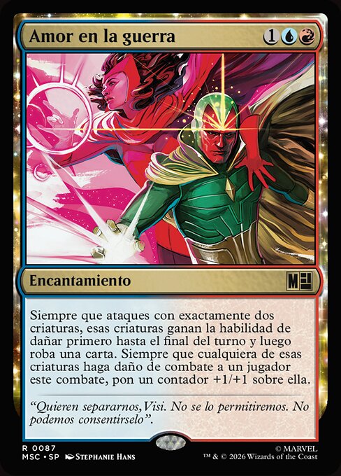 Amour sur le champ de bataille (Love on the Battlefield) - Marvel Super Heroes Commander (#408) - Illustrated by Stephanie Hans - Magic: The Gathering Card