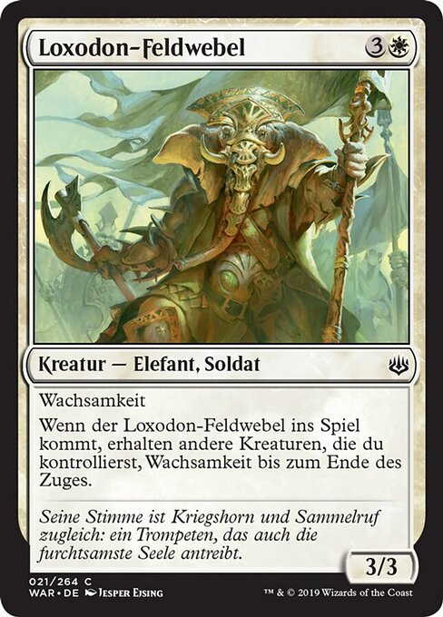 象族军士长 (Loxodon Sergeant) - War of the Spark (#21) - Illustrated by Jesper Ejsing - Magic: The Gathering Card